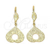 Oro Laminado Dangle Earring, Gold Filled Style Heart Design, Matte Finish, Golden Finish, 5.074.013