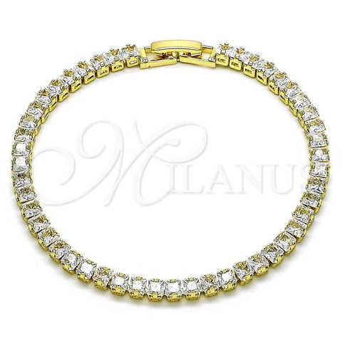 Oro Laminado Tennis Bracelet, Gold Filled Style with White Cubic Zirconia, Polished, Golden Finish, 03.283.0356.07