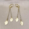 Oro Laminado Long Earring, Gold Filled Style Leaf Design, with  Cubic Zirconia, Golden Finish, 5.071.009