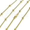 Oro Laminado Basic Necklace, Gold Filled Style Miami Cuban and Ball Design, Polished, Golden Finish, 04.213.0321.24