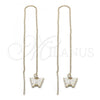 Oro Laminado Threader Earring, Gold Filled Style Butterfly Design, Golden Finish, 5.122.014