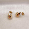 Oro Laminado Stud Earring, Gold Filled Style Teardrop Design, Polished, Golden Finish, 02.342.0334