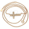 Sterling Silver Pendant Necklace, Cross Design, with White Micro Pave, Polished, Rose Gold Finish, 04.336.0100.1.16