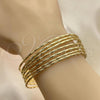 Oro Laminado Semanario Bangle, Gold Filled Style Diamond Cutting Finish, Golden Finish, 07.93.0002.06