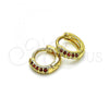 Oro Laminado Huggie Hoop, Gold Filled Style with Garnet Micro Pave, Polished, Golden Finish, 02.195.0111.2.10