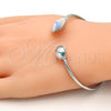 Rhodium Plated Individual Bangle, with Aurore Boreale Swarovski Crystals, Polished, Rhodium Finish, 07.239.0003.4 (03 MM Thickness, One size fits all)