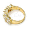 Oro Laminado Multi Stone Ring, Gold Filled Style Leaf Design, with White Cubic Zirconia, Polished, Golden Finish, 01.210.0007.08 (Size 8)