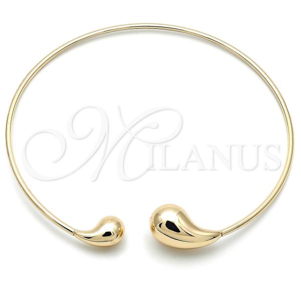 Oro Laminado Fancy Necklace, Gold Filled Style Teardrop and Hollow Design, Polished, Golden Finish, 04.163.0006.17