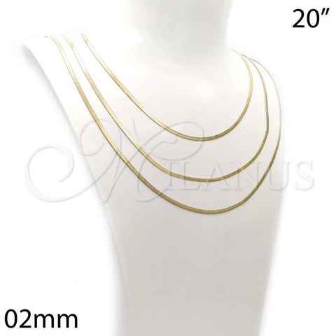 Oro Laminado Basic Necklace, Gold Filled Style Herringbone Design, Polished, Golden Finish, 04.213.0176.20