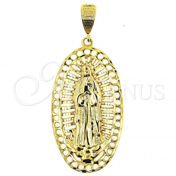 Oro Laminado Religious Pendant, Gold Filled Style Guadalupe Design, Polished, Golden Finish, 5.185.003
