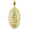 Oro Laminado Religious Pendant, Gold Filled Style Guadalupe Design, Polished, Golden Finish, 5.185.003