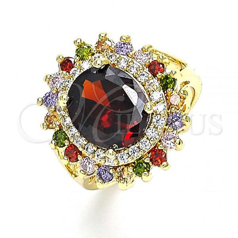 Oro Laminado Multi Stone Ring, Gold Filled Style with Multicolor Cubic Zirconia, Polished, Golden Finish, 01.346.0021.1.07