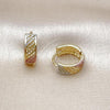 Oro Laminado Huggie Hoop, Gold Filled Style Diamond Cutting Finish, Tricolor, 02.156.0724.15