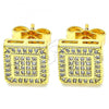 Oro Laminado Stud Earring, Gold Filled Style with White Micro Pave, Polished, Golden Finish, 02.344.0045