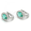 Sterling Silver Huggie Hoop, with Emerald Cubic Zirconia and White Micro Pave, Polished,, 02.186.0060.12