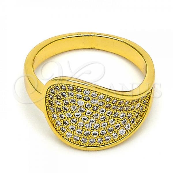 Oro Laminado Multi Stone Ring, Gold Filled Style with White Micro Pave, Polished, Golden Finish, 01.118.0049.07 (Size 7)