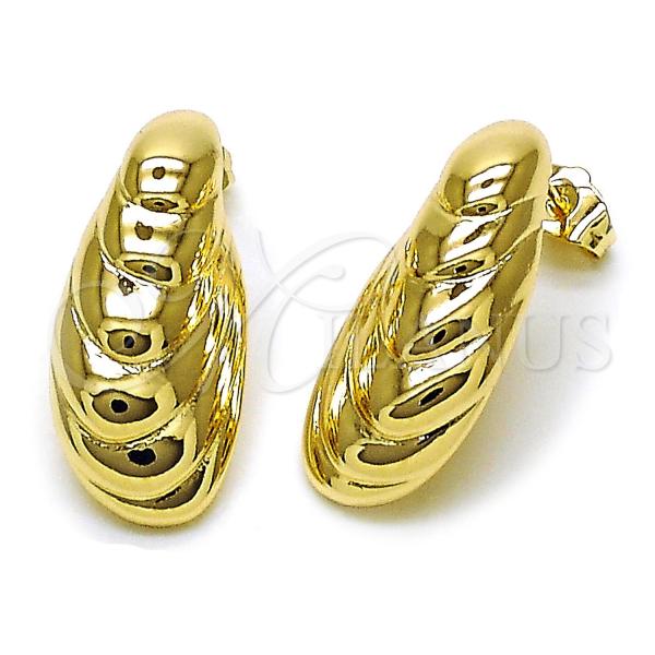 Oro Laminado Stud Earring, Gold Filled Style Shell Design, Polished, Golden Finish, 02.163.0377