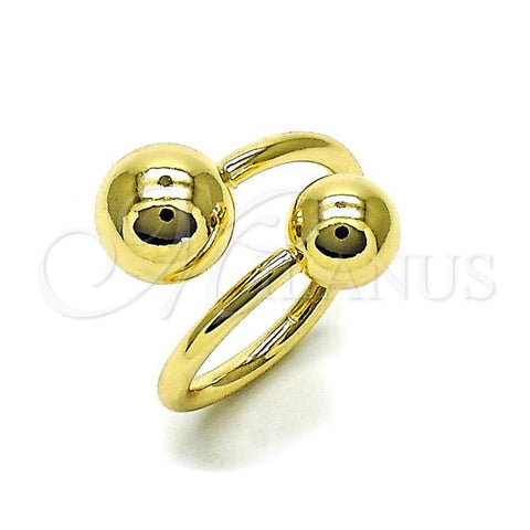 Oro Laminado Elegant Ring, Gold Filled Style Ball and Hollow Design, Polished, Golden Finish, 01.428.0011