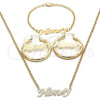 Oro Laminado Necklace, Bracelet and Earring, Gold Filled Style Polished, Golden Finish, 06.63.0250