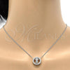 Rhodium Plated Pendant Necklace, Rolo and Heart Design, with Aurore Boreale Swarovski Crystals, Polished, Rhodium Finish, 04.239.0028.16