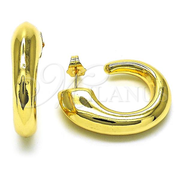 Oro Laminado Stud Earring, Gold Filled Style Chunky Design, Polished, Golden Finish, 02.163.0291