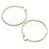 Oro Laminado Large Hoop, Gold Filled Style Diamond Cutting Finish, Tricolor, 02.170.0296.50