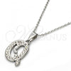 Stainless Steel Pendant Necklace, Initials and Rolo Design, with White Crystal, Polished, Steel Finish, 04.238.0026.18