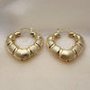 Oro Laminado Medium Hoop, Gold Filled Style Chunky Design, Brushed Finish, Golden Finish, 02.163.0056.40