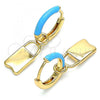 Oro Laminado Huggie Hoop, Gold Filled Style Lock Design, Turquoise Enamel Finish, Golden Finish, 02.213.0213.2.12