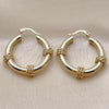 Oro Laminado Medium Hoop, Gold Filled Style Hollow and Twist Design, Polished, Golden Finish, 02.170.0530.30