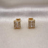 Oro Laminado Stud Earring, Gold Filled Style Baguette Design, with White Cubic Zirconia, Polished, Golden Finish, 02.342.0308