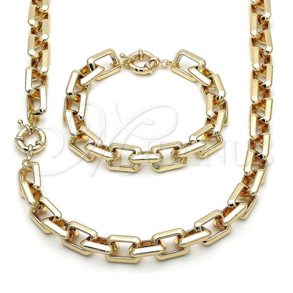 Oro Laminado Necklace and Bracelet, Gold Filled Style Polished, Golden Finish, 06.429.0009