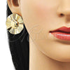 Oro Laminado Stud Earring, Gold Filled Style Sun Design, Diamond Cutting Finish, Golden Finish, 02.385.0058
