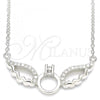 Sterling Silver Pendant Necklace, with White Cubic Zirconia and White Crystal, Polished, Rhodium Finish, 04.336.0147.16