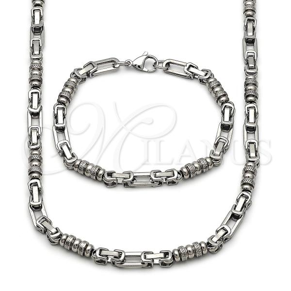 Stainless Steel Necklace and Bracelet, Polished, Steel Finish, 06.363.0059