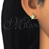 Sterling Silver Stud Earring, Star Design, with White Micro Pave, Polished, Golden Finish, 02.336.0042.2