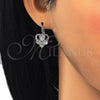 Rhodium Plated Leverback Earring, Heart Design, with White Cubic Zirconia, Polished, Rhodium Finish, 02.210.0222.4