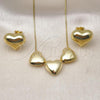 Oro Laminado Necklace and Earring, Gold Filled Style Heart and Hollow Design, Polished, Golden Finish, 06.417.0015