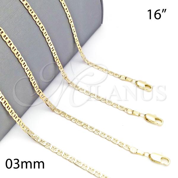 Oro Laminado Basic Necklace, Gold Filled Style Mariner Design, Polished, Golden Finish, 5.222.027.16