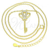 Sterling Silver Pendant Necklace, key Design, with White Cubic Zirconia, Polished, Golden Finish, 04.336.0049.2.16