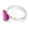 Rhodium Plated Multi Stone Ring, Heart Design, with Rose Swarovski Crystals, Polished, Rhodium Finish, 01.239.0002.1 (One size fits all)