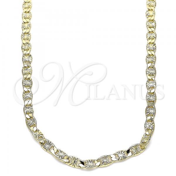 Oro Laminado Basic Necklace, Gold Filled Style Mariner Design, Diamond Cutting Finish, Golden Finish, 04.213.0247.22