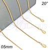 Oro Laminado Basic Necklace, Gold Filled Style Rope Design, Diamond Cutting Finish, Golden Finish, 04.118.0111.20