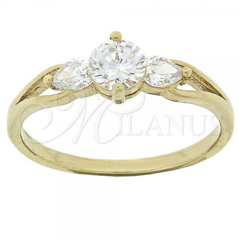 Oro Laminado Multi Stone Ring, Gold Filled Style with White Cubic Zirconia, Polished, Golden Finish, 5.166.034.06 (Size 6)