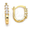 Oro Laminado Small Hoop, Gold Filled Style with White Cubic Zirconia, Polished, Golden Finish, 02.196.0033.15