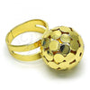 Oro Laminado Elegant Ring, Gold Filled Style Ball and Disco Design, Polished, Golden Finish, 01.383.0004
