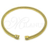 Oro Laminado Individual Bangle, Gold Filled Style Heart Design, with White Micro Pave, Polished, Golden Finish, 07.60.0007