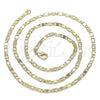Oro Laminado Basic Necklace, Gold Filled Style Mariner Design, Diamond Cutting Finish, Golden Finish, 04.213.0242.20