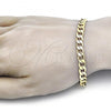 Oro Laminado Basic Bracelet, Gold Filled Style Curb Design, Polished, Golden Finish, 5.222.002.08