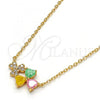 Oro Laminado Pendant Necklace, Gold Filled Style Heart Design, with Multicolor Cubic Zirconia, Polished, Golden Finish, 04.213.0034.2.16